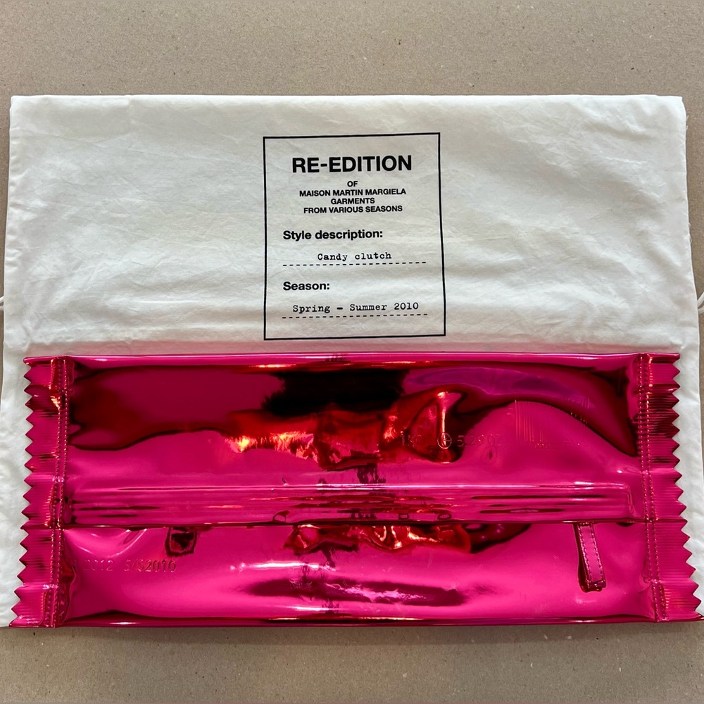 Margiela X H&M metallic pink candy clutch
